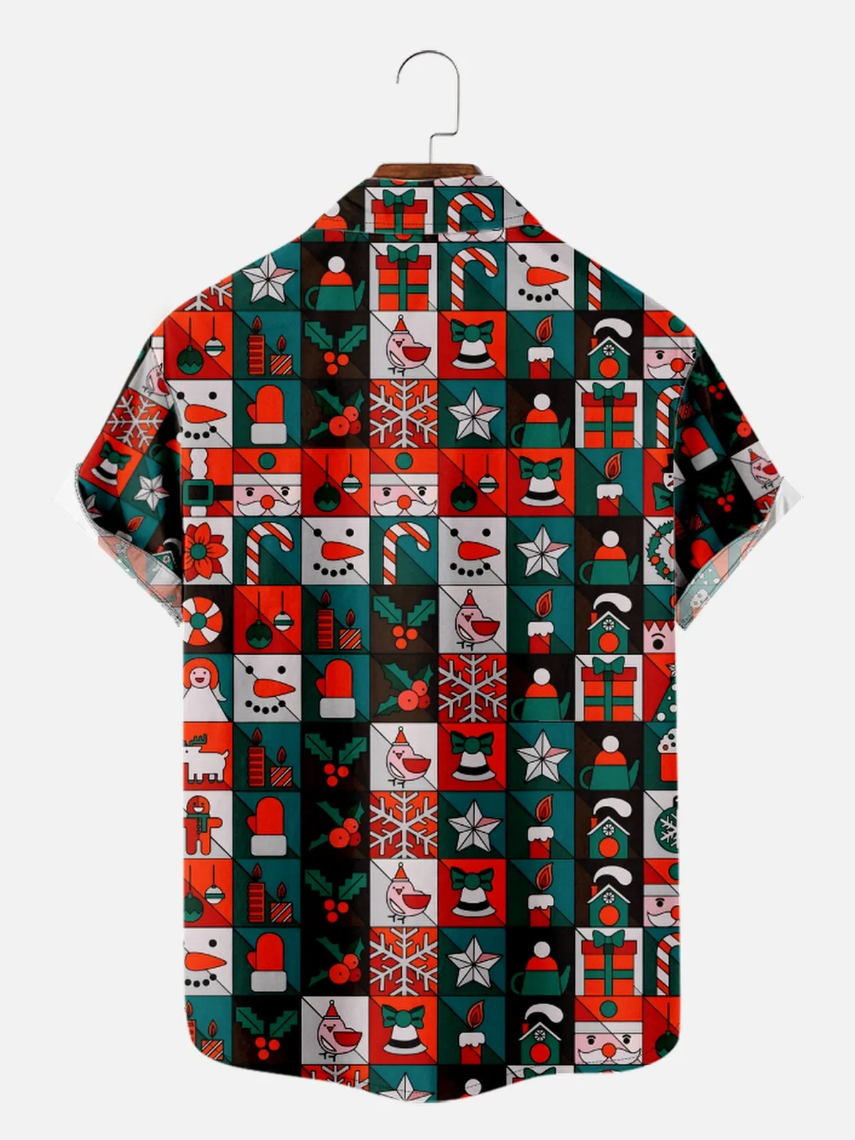 Men's Christmas Patchwork Short Sleeve Shirt sold by Eleven Oasis product image thumbnail 2