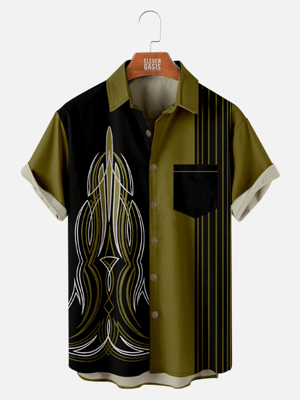 Men's Automotive Pinstripe Design with Stripes Short Sleeve Shirt sold by Eleven Oasis