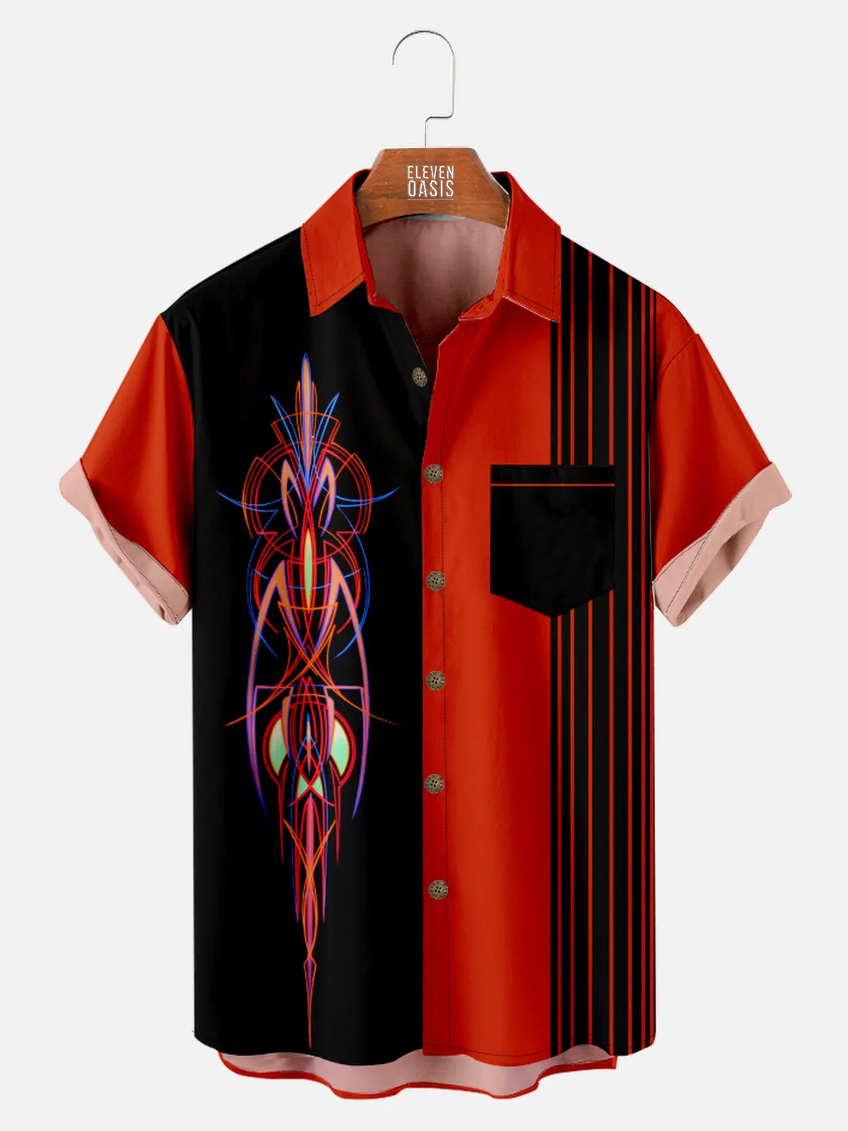 Men's Automotive Pinstripe Design with Stripes Short Sleeve Shirt sold by Eleven Oasis