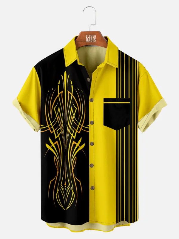 Men's Classic Hot Rod Pinstripe Panel Short Sleeve Shirt sold by Eleven Oasis