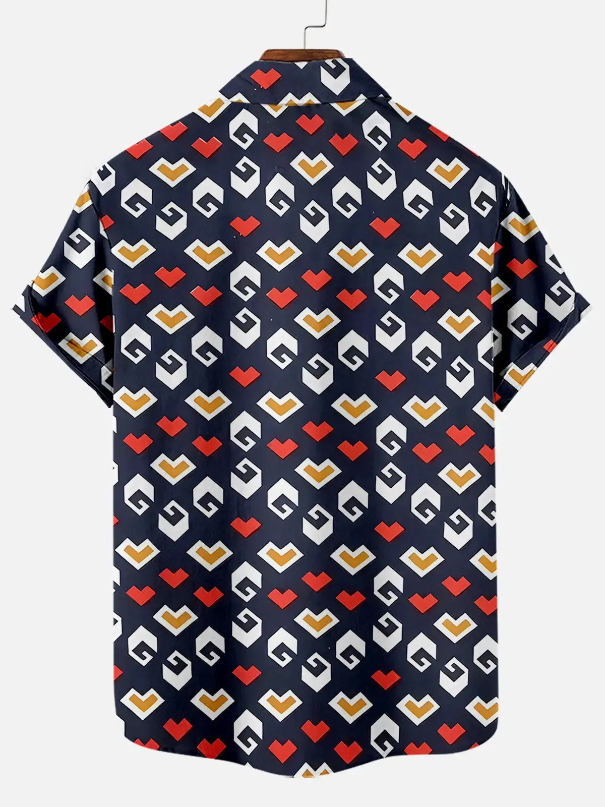 Men's Geometric Heart Pattern Short Sleeve Shirt sold by Eleven Oasis product image thumbnail 2