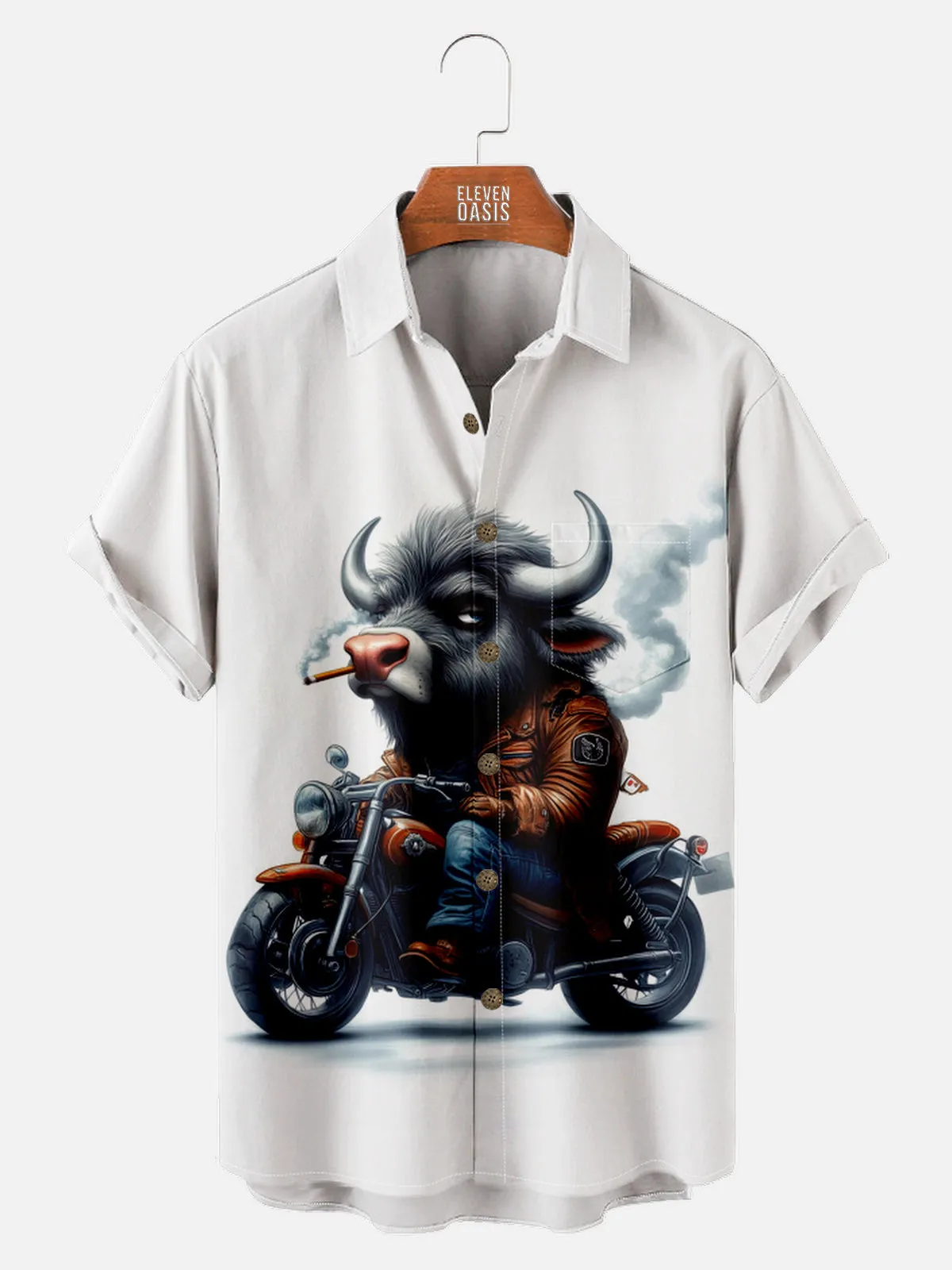 Men's Biker Bull Motorcycle Short Sleeve Shirt sold by Eleven Oasis