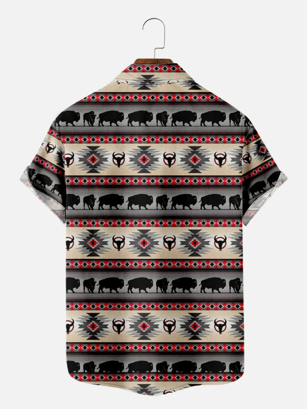 Men's Western Aztec Print Buffalo Short Sleeve Shirt sold by Eleven Oasis product image thumbnail 2