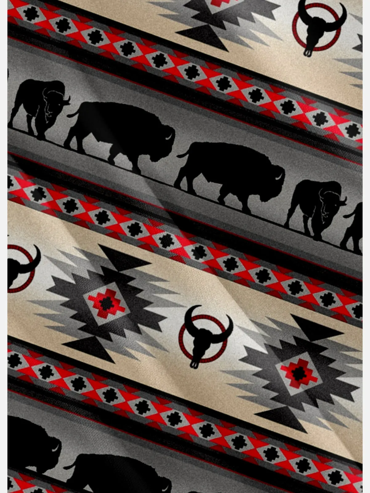 Men's Western Aztec Print Buffalo Short Sleeve Shirt sold by Eleven Oasis product image thumbnail 4