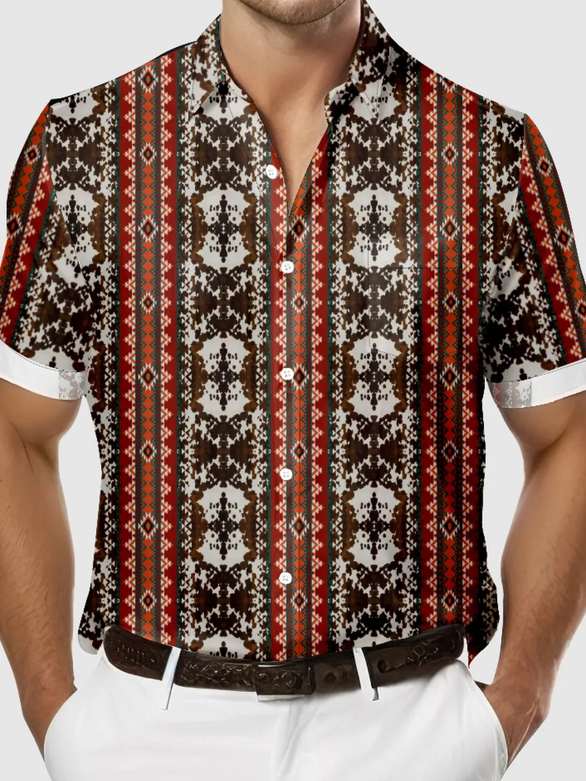 Men's Aztec Geometric Pattern Short Sleeve Shirt sold by Eleven Oasis product image thumbnail 3