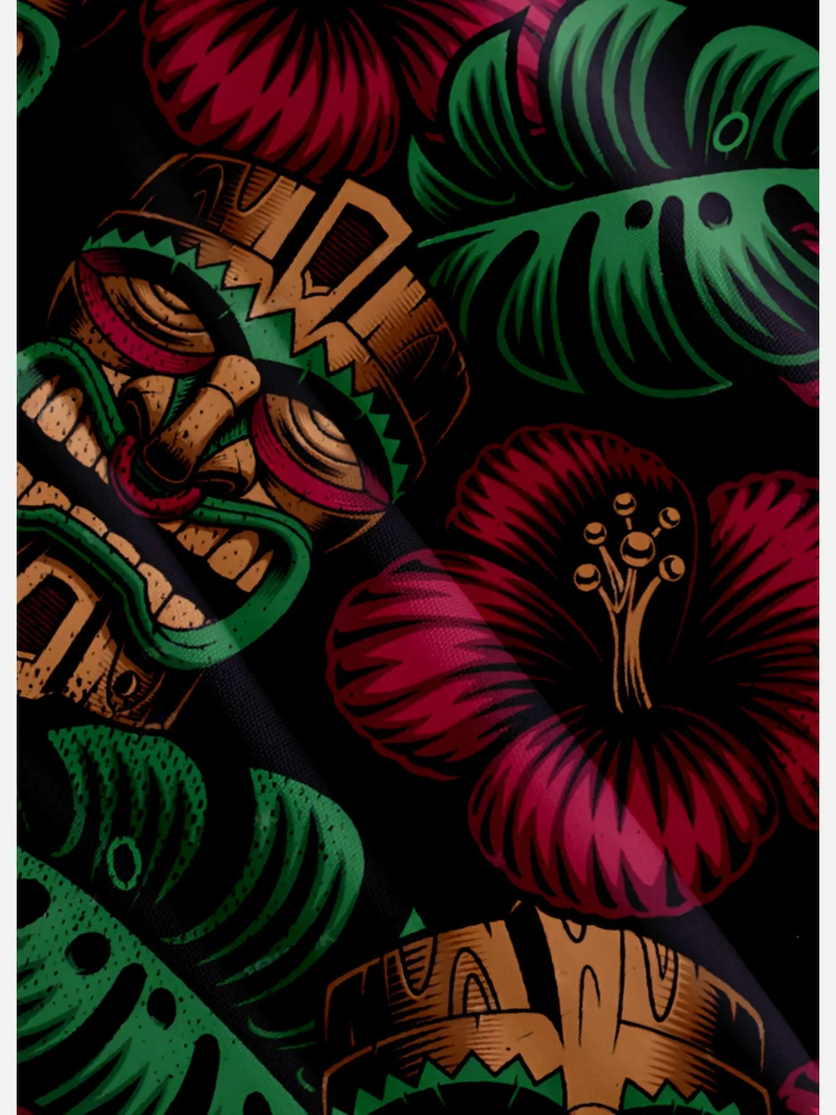 Men's Tiki Mask Tropical Hawaiian Short Sleeve Shirt sold by Eleven Oasis product image thumbnail 4