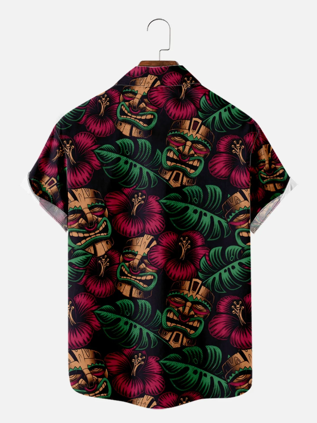 Men's Tiki Mask Tropical Hawaiian Short Sleeve Shirt sold by Eleven Oasis product image thumbnail 2