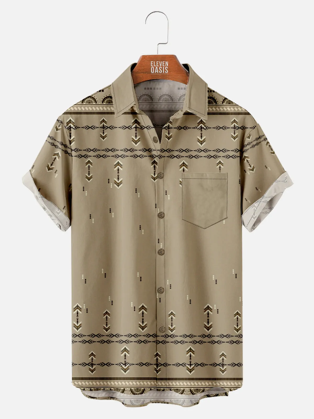 Men's Simple Aztec Print Everyday Short Sleeve Shirt sold by Eleven Oasis
