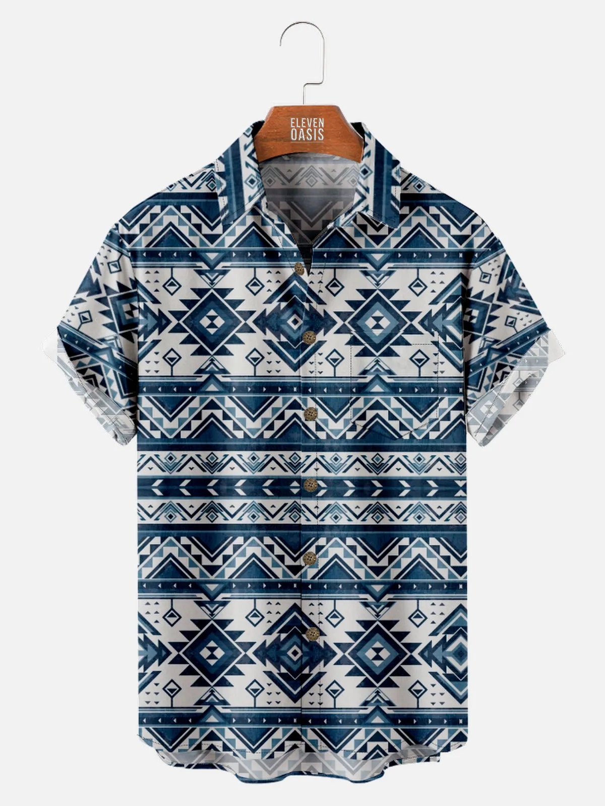 Men's Southwestern Geometric Pattern Short Sleeve Shirt sold by Eleven Oasis