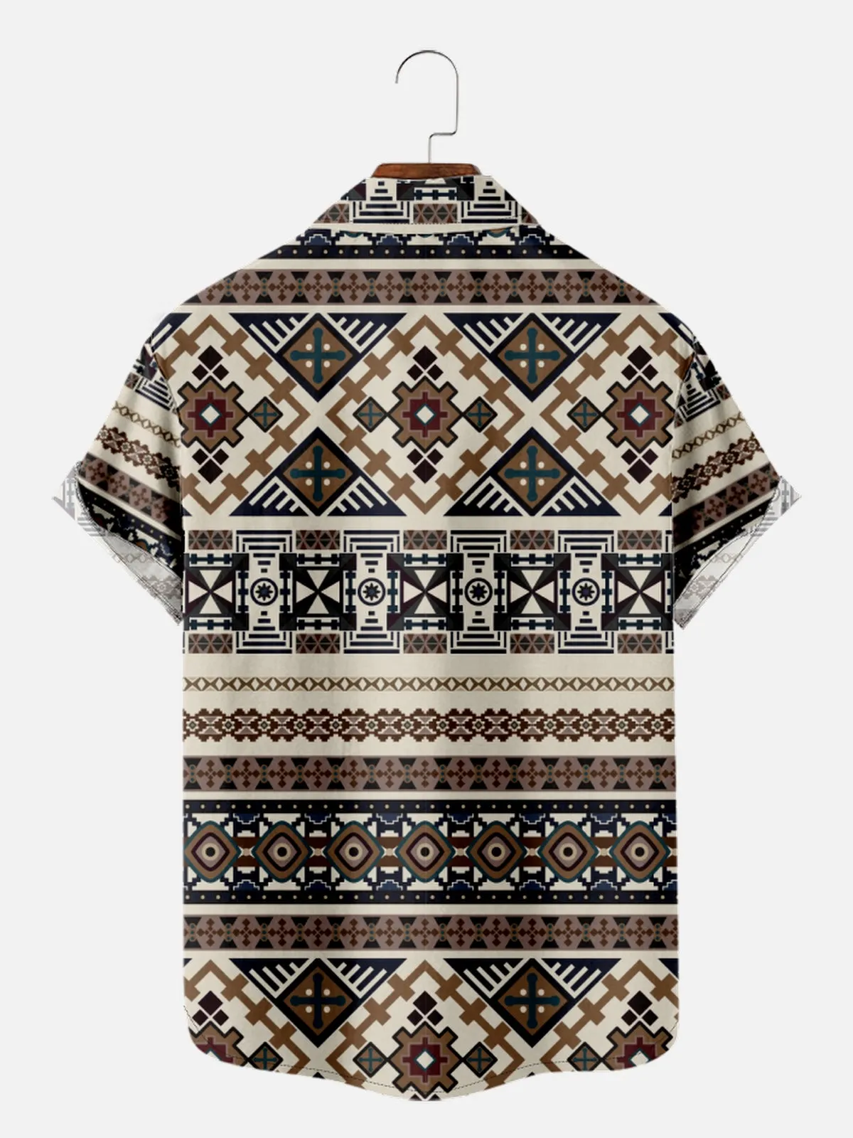 Men's Mixed Western Geometric Pattern Short Sleeve Shirt sold by Eleven Oasis product image thumbnail 2
