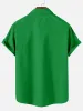 Men's St. Patrick's Party Skeleton Skull Contrast Stripe Print Short Sleeve Shirt sold by Eleven Oasis