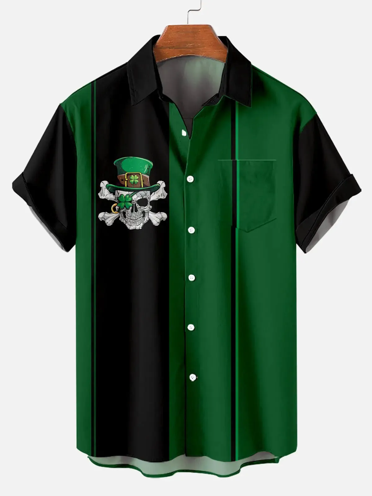 Men's Leprechaun Skull Short Sleeve Shirt sold by Eleven Oasis