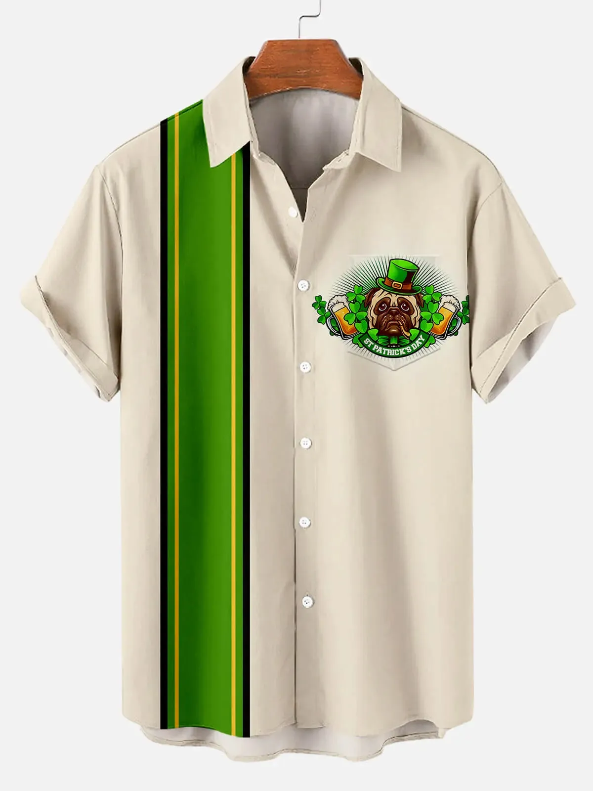 Men's Pug St. Patrick's Day Short Sleeve Shirt sold by Eleven Oasis