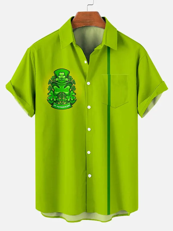 Men's St. Patrick's Stripe Lime Green Short Sleeve Shirt sold by Eleven Oasis