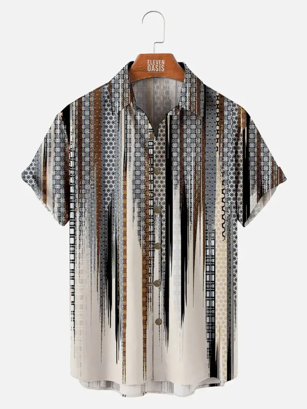 Tall Men's Abstract Geometric Fade Short Sleeve Shirt sold by Eleven Oasis