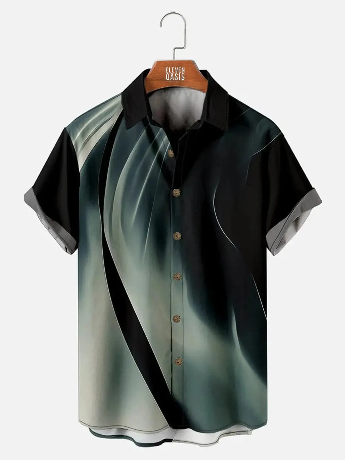 Tall Men's Abstract Wave Flow Short Sleeve Shirt sold by Eleven Oasis