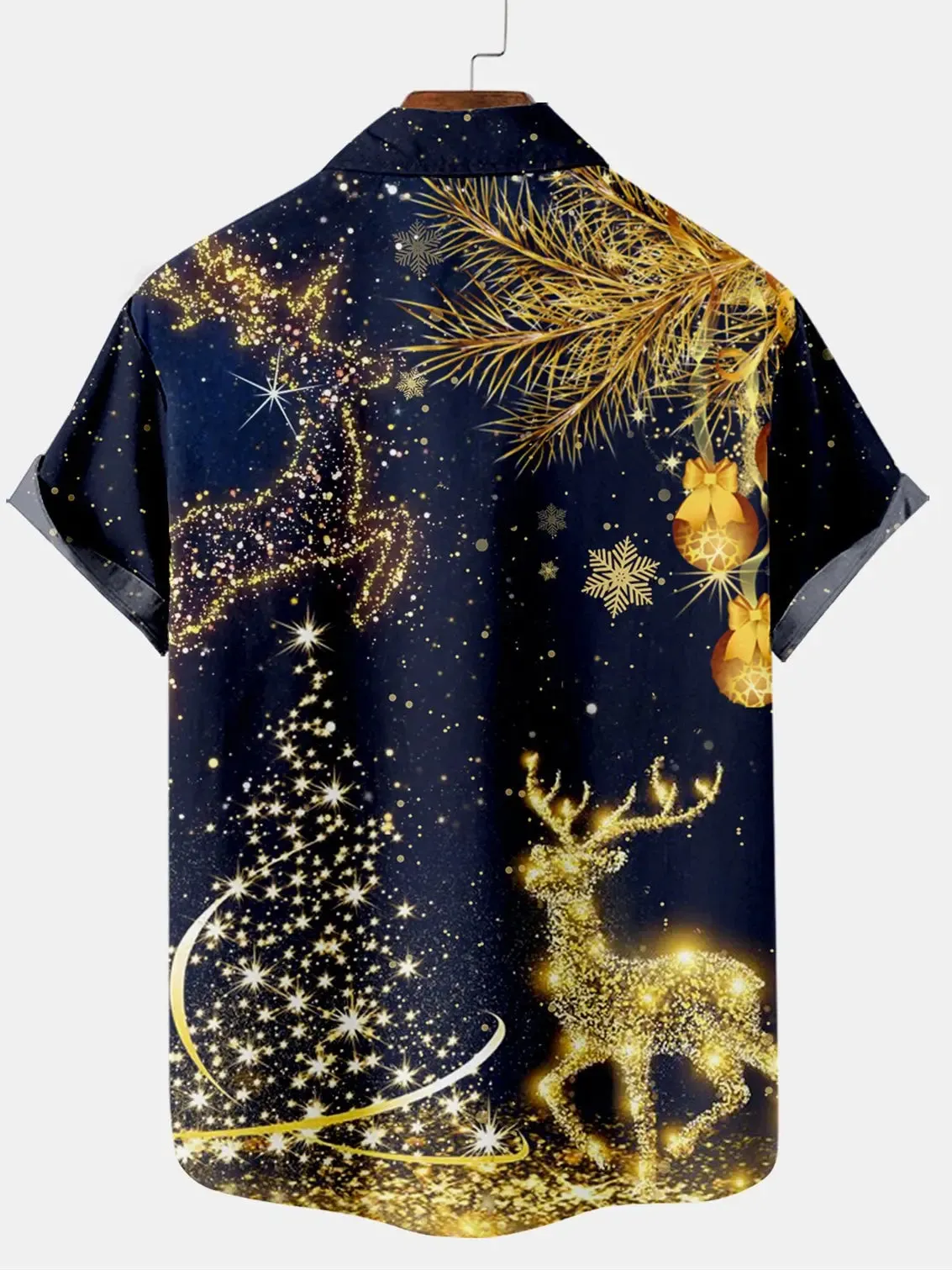 Tall Men's Glitter Reindeer Christmas Short Sleeve Shirt sold by Eleven Oasis product image thumbnail 2