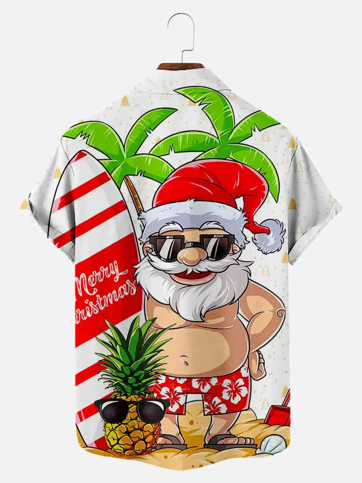 Tall Men's Christmas Hawaii Holiday Santa Short Sleeve Shirt sold by Eleven Oasis product image thumbnail 2