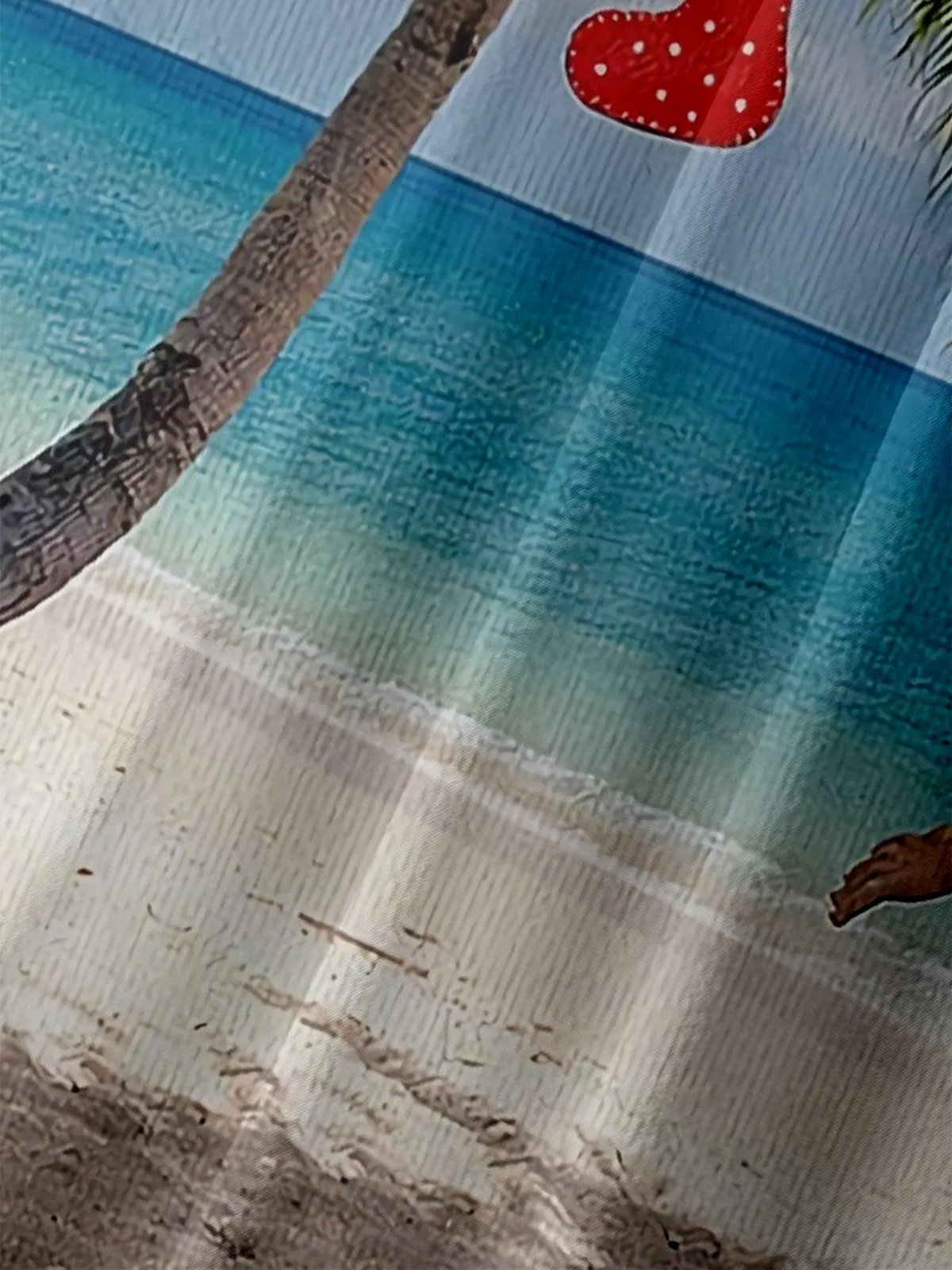 Tall Men's Naked Santa Running on the Beach to a Christmas Stocking Palm Tree Short Sleeve Shirt sold by Eleven Oasis product image thumbnail 3