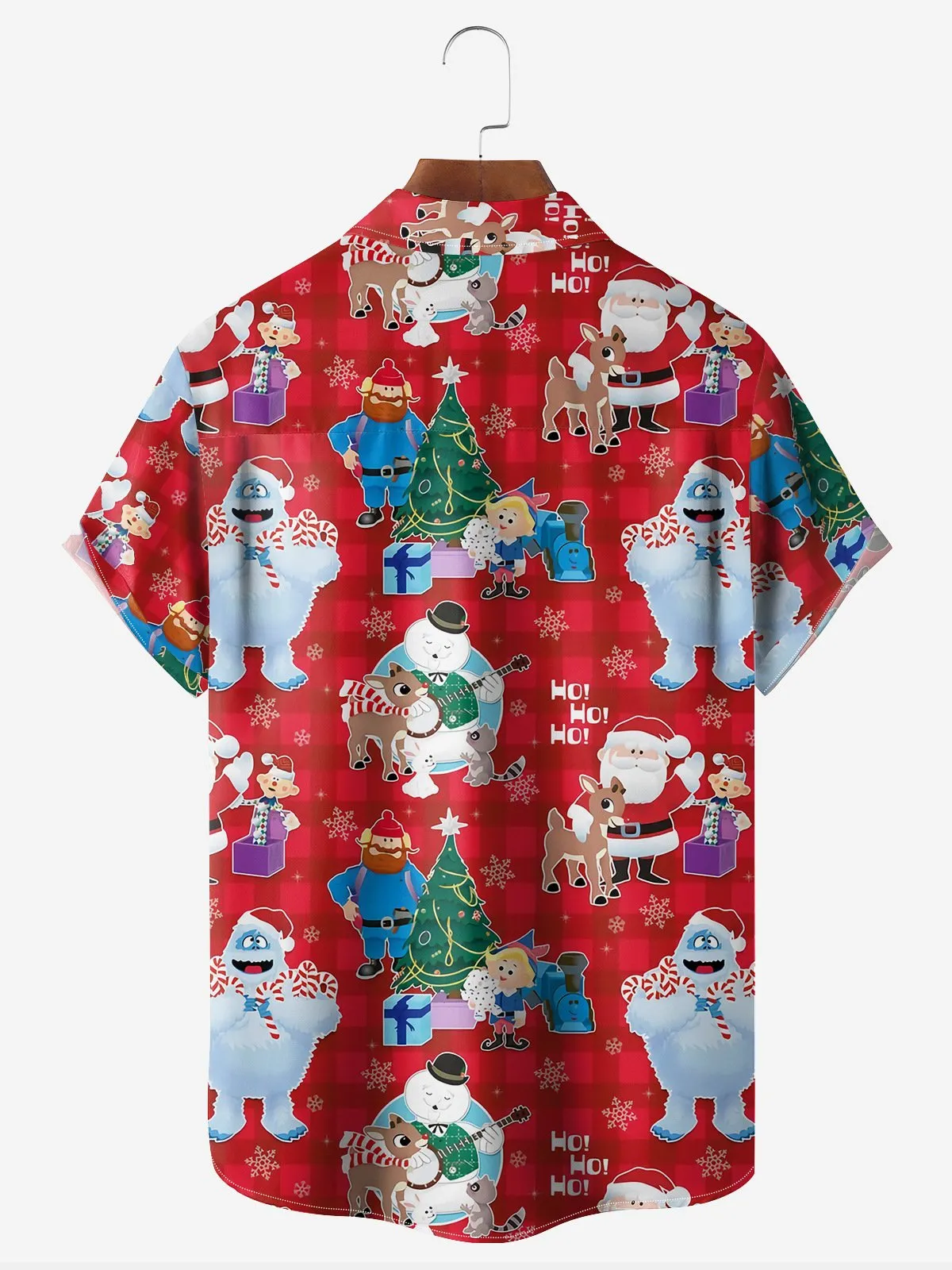 Tall Men's Christmas Yeti Santa Elves Rodolphe the Red Nose Reindeer Short Sleeve Casual Shirt sold by Eleven Oasis product image thumbnail 2