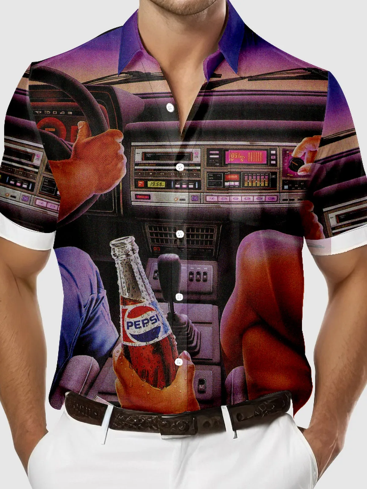 Men's Driving into the Sunset with a Lady and a Pepsi Short Sleeve Shirt sold by Eleven Oasis product image thumbnail 3