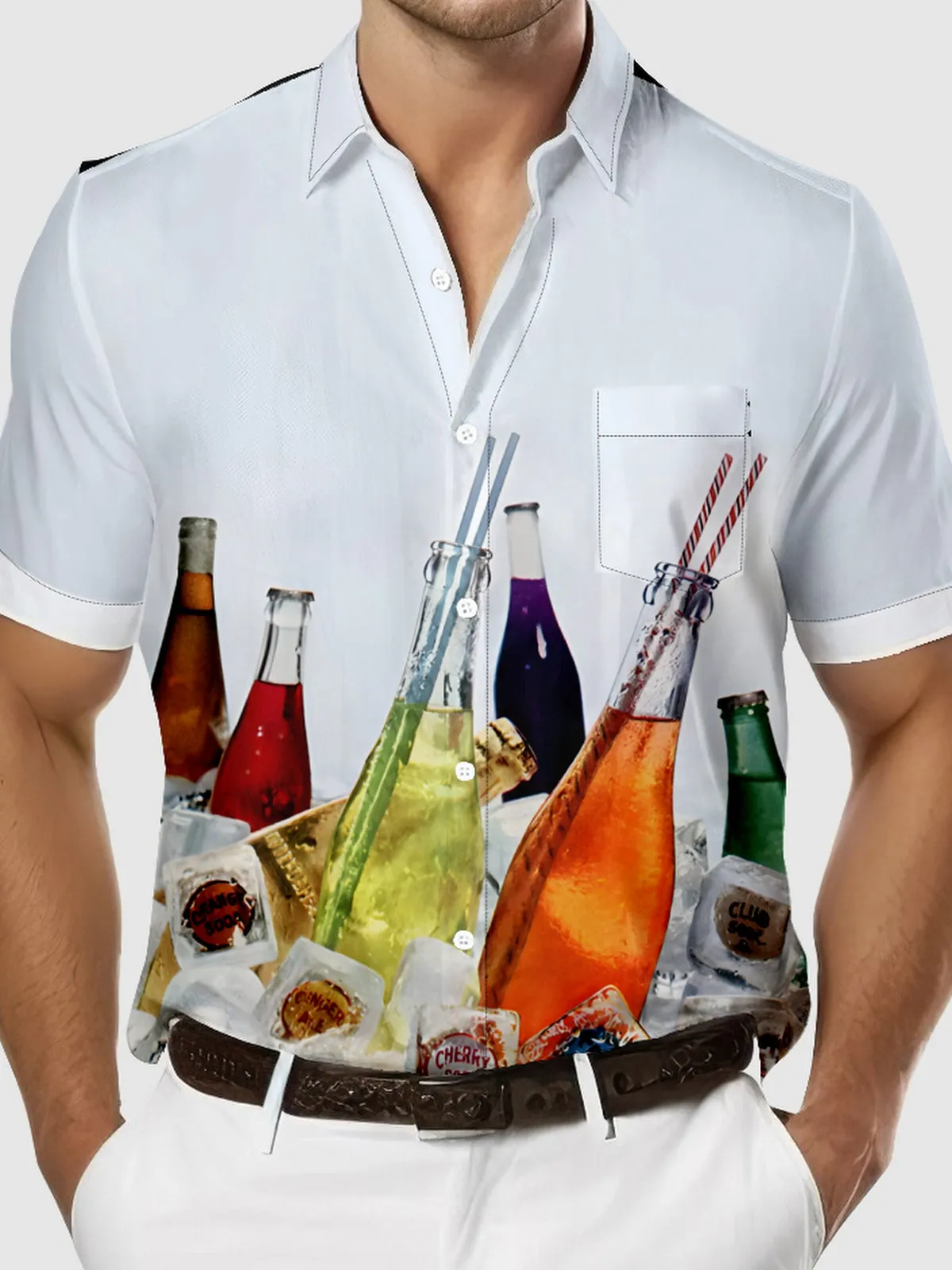 Men's Vintage Soda Bottles on Ice Short Sleeve Shirt sold by Eleven Oasis product image thumbnail 3