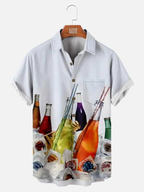 Men's Vintage Soda Bottles on Ice Short Sleeve Shirt sold by Eleven Oasis