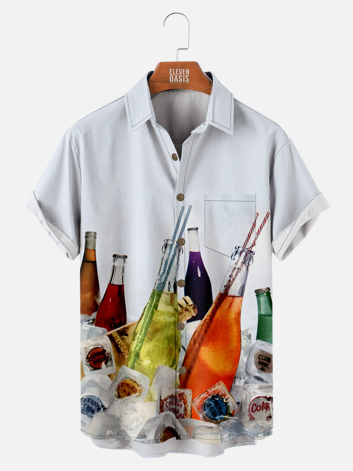 Men's Vintage Soda Bottles on Ice Short Sleeve Shirt sold by Eleven Oasis