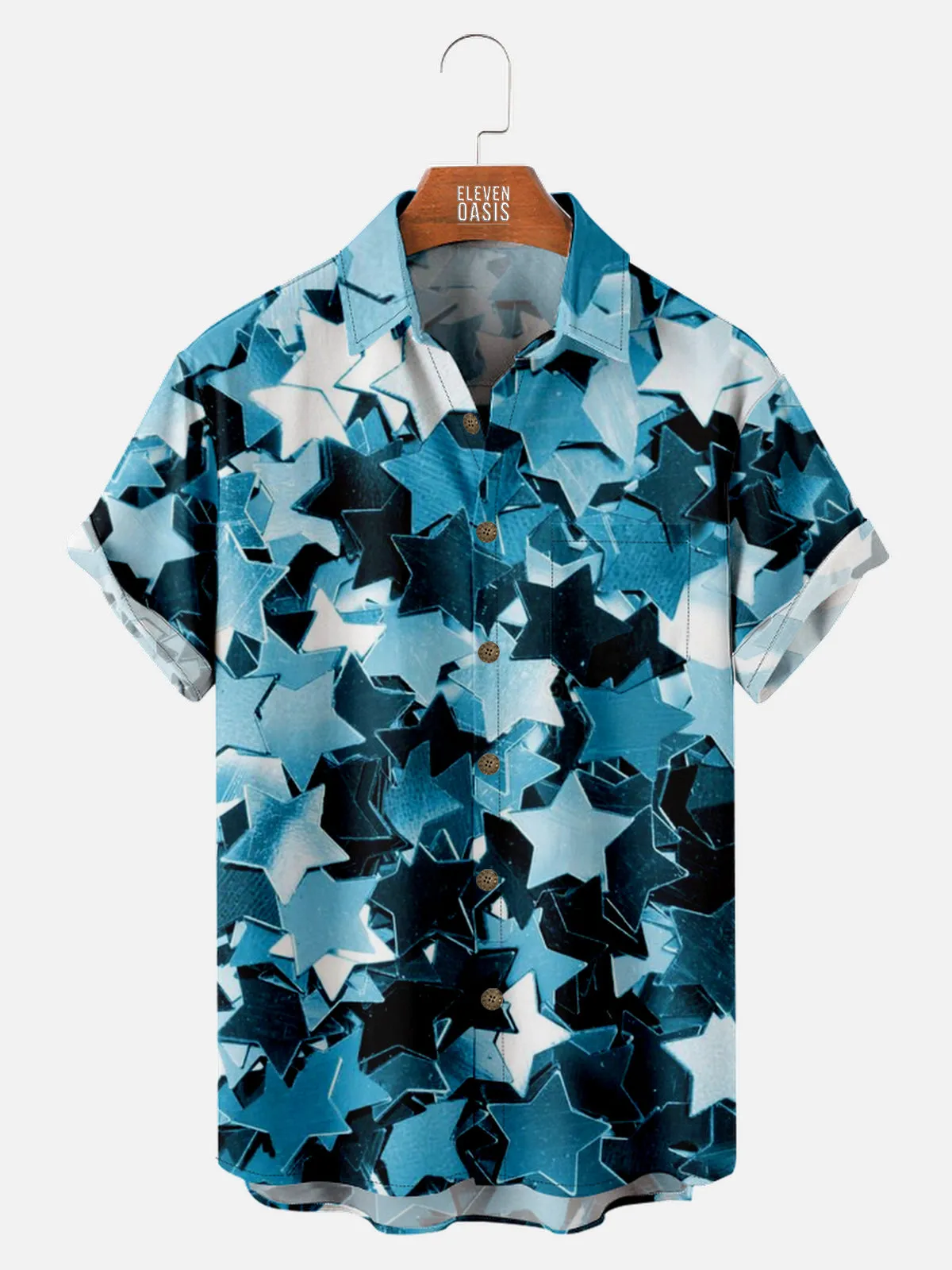 Men's Close-up of Star Glitter Time to Celebrate Short Sleeve Shirt sold by Eleven Oasis