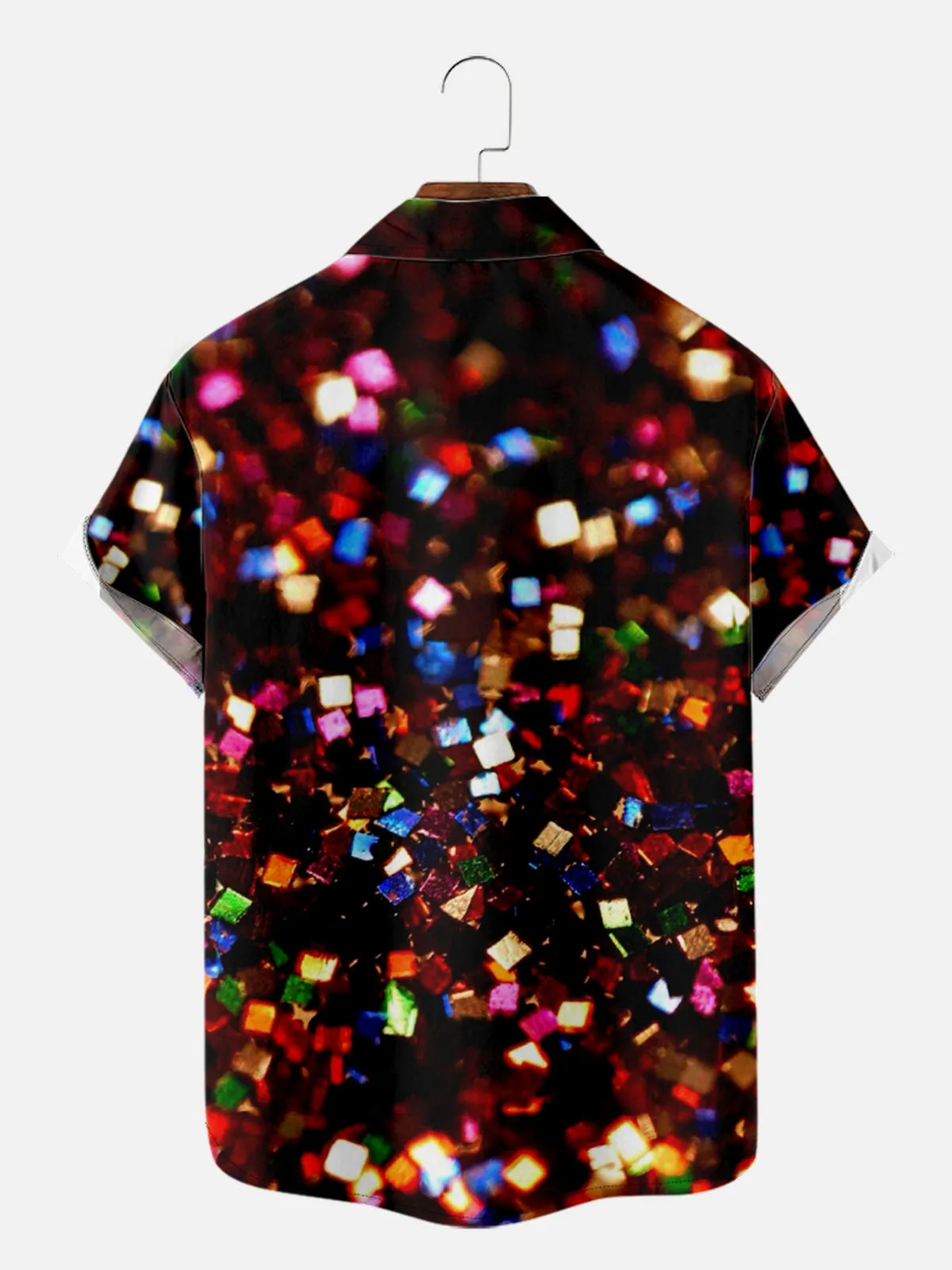 Men's Close-up of Colorful Metallic Confetti Party Short Sleeve Shirt sold by Eleven Oasis product image thumbnail 2