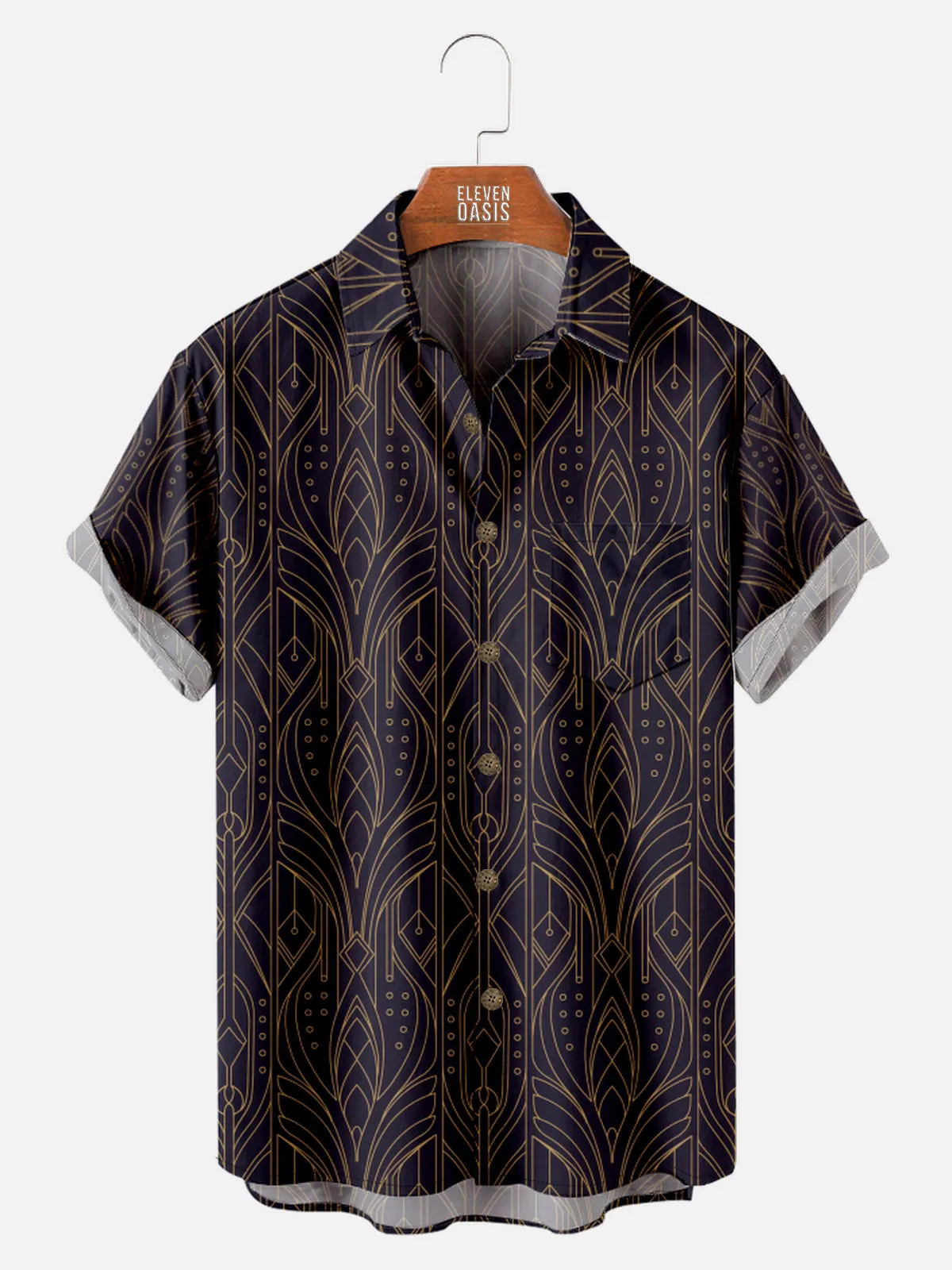 Men's Art Deco Gatsby Pattern Short Sleeve Shirt sold by Eleven Oasis