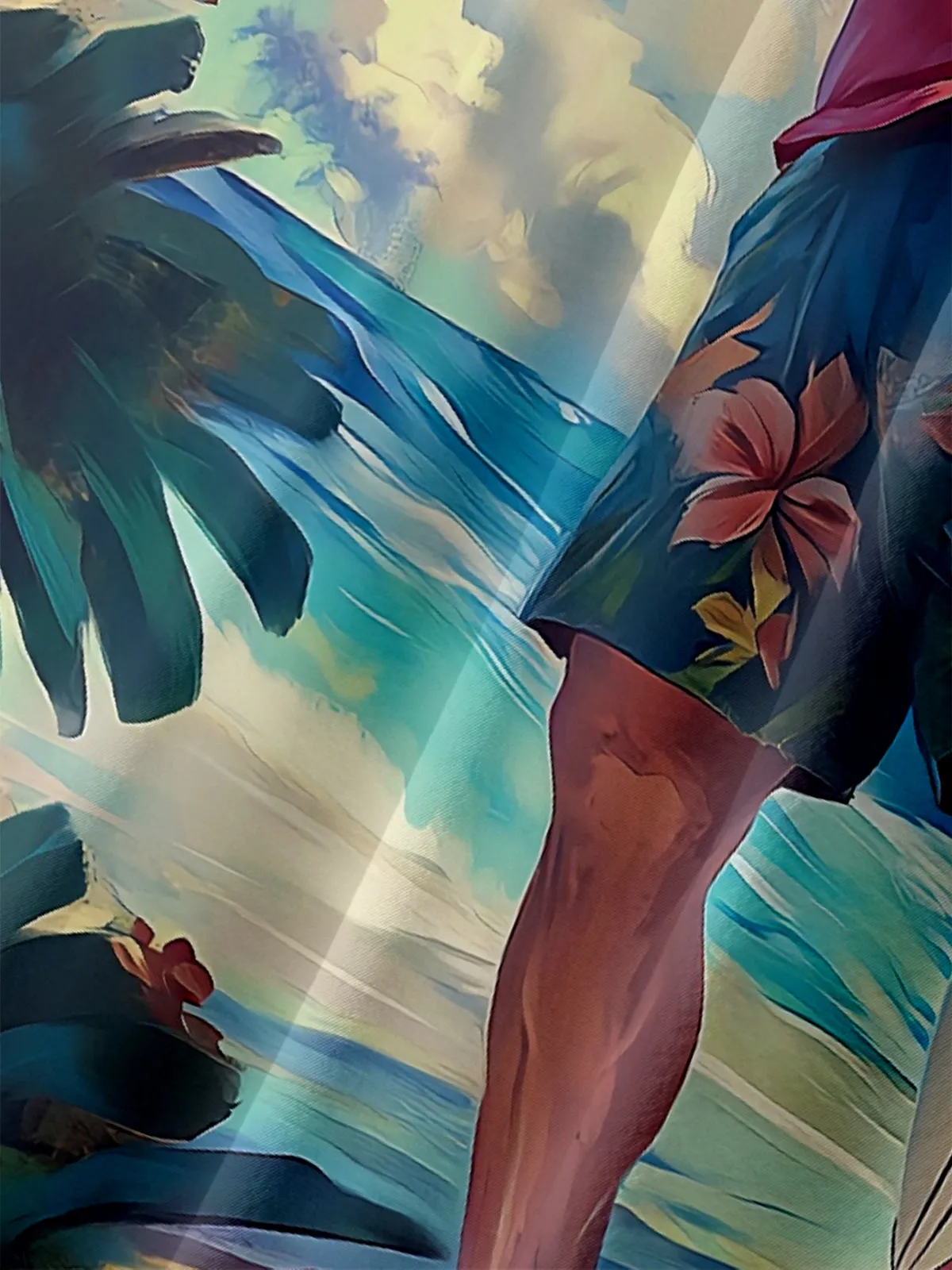 Men's Santa Surfer Paradise Christmas Short Sleeve Shirt sold by Eleven Oasis product image thumbnail 3