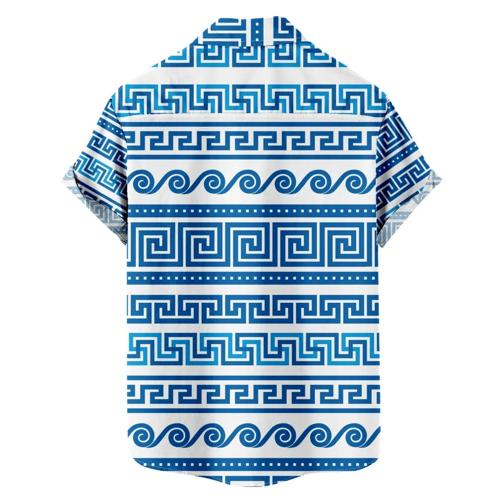 Men's Abstract Ocean Waves Short Sleeve Shirt sold by Eleven Oasis product image thumbnail 2