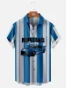 Men's Blue Stripes Car Everyday Smart Casual Short Sleeve Shirt sold by Eleven Oasis