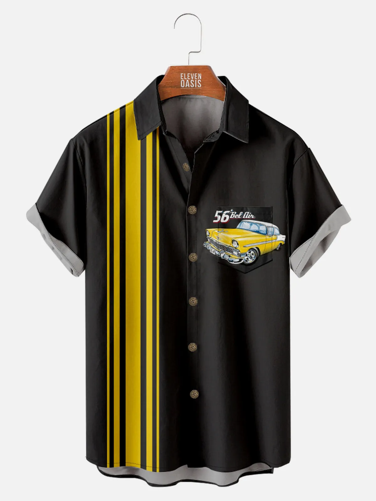 Men's 1956 Chevrolet Bel Air Racing Stripe Short Sleeve Shirt sold by Eleven Oasis product image thumbnail 2