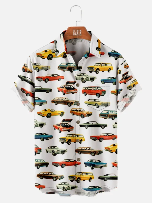 Men's Vintage Cars All Over Print Short Sleeve Shirt sold by Eleven Oasis