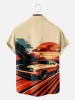 Men's Graphic Style Muscle Car Driving in the Sunset Short Sleeve Shirt sold by Eleven Oasis