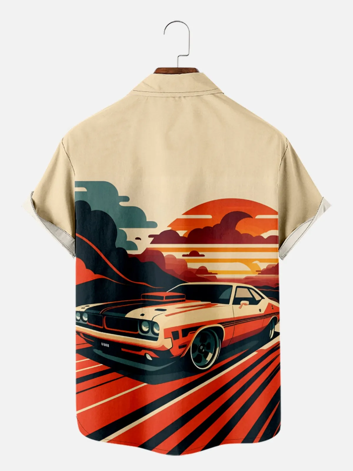 Men's Graphic Style Muscle Car Driving in the Sunset Short Sleeve Shirt sold by Eleven Oasis product image thumbnail 2
