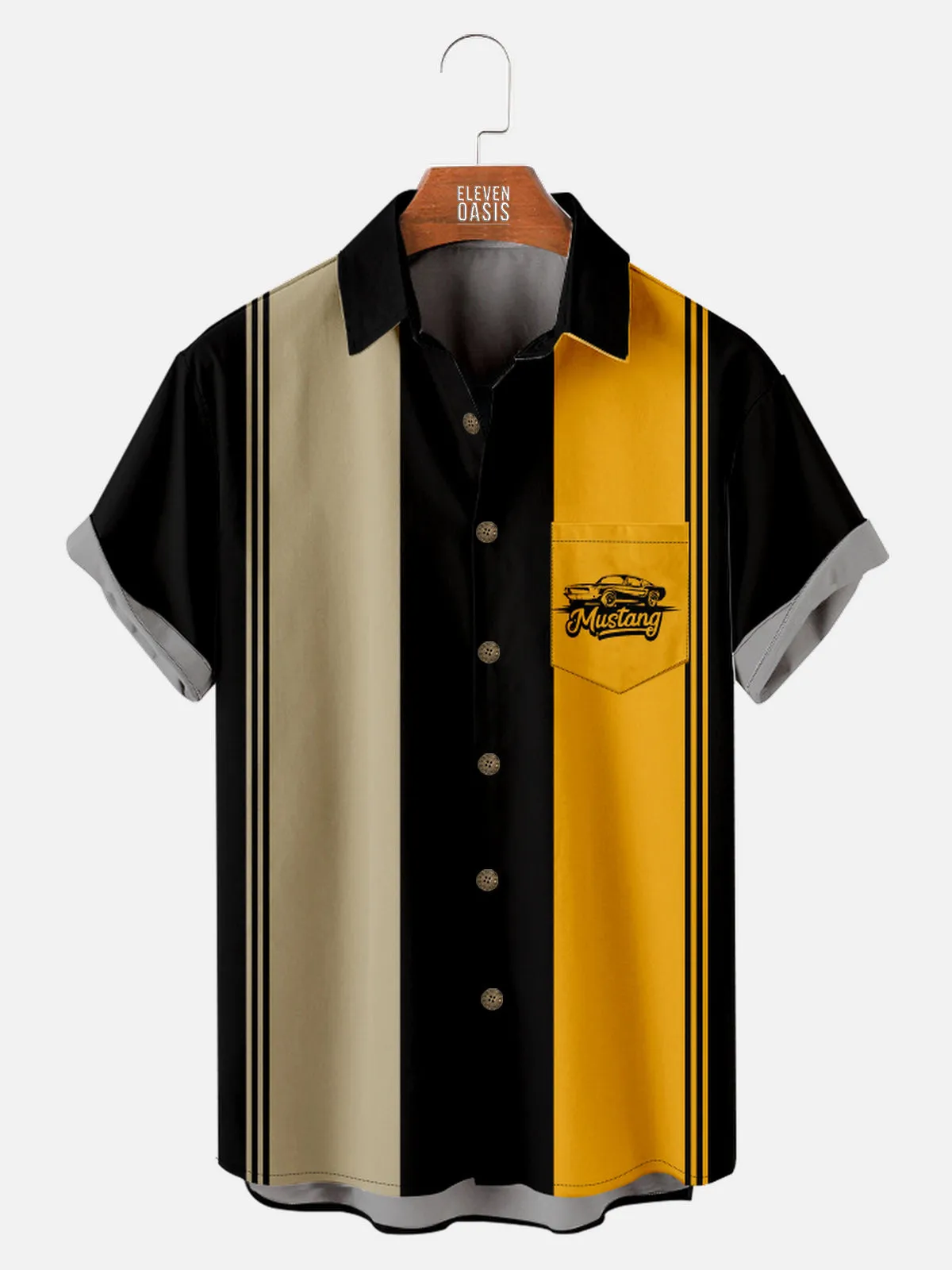 Men's Ford Mustang Racing Stripe Short Sleeve Shirt sold by Eleven Oasis