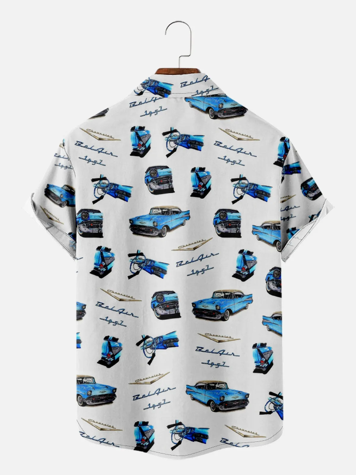 Men's All Over Print Blue Chevy Chevrolet Bel Air 1957 Short Sleeve Shirt sold by Eleven Oasis product image thumbnail 2
