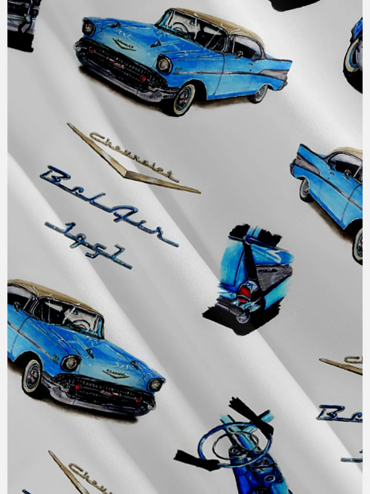 Men's All Over Print Blue Chevy Chevrolet Bel Air 1957 Short Sleeve Shirt sold by Eleven Oasis product image thumbnail 3
