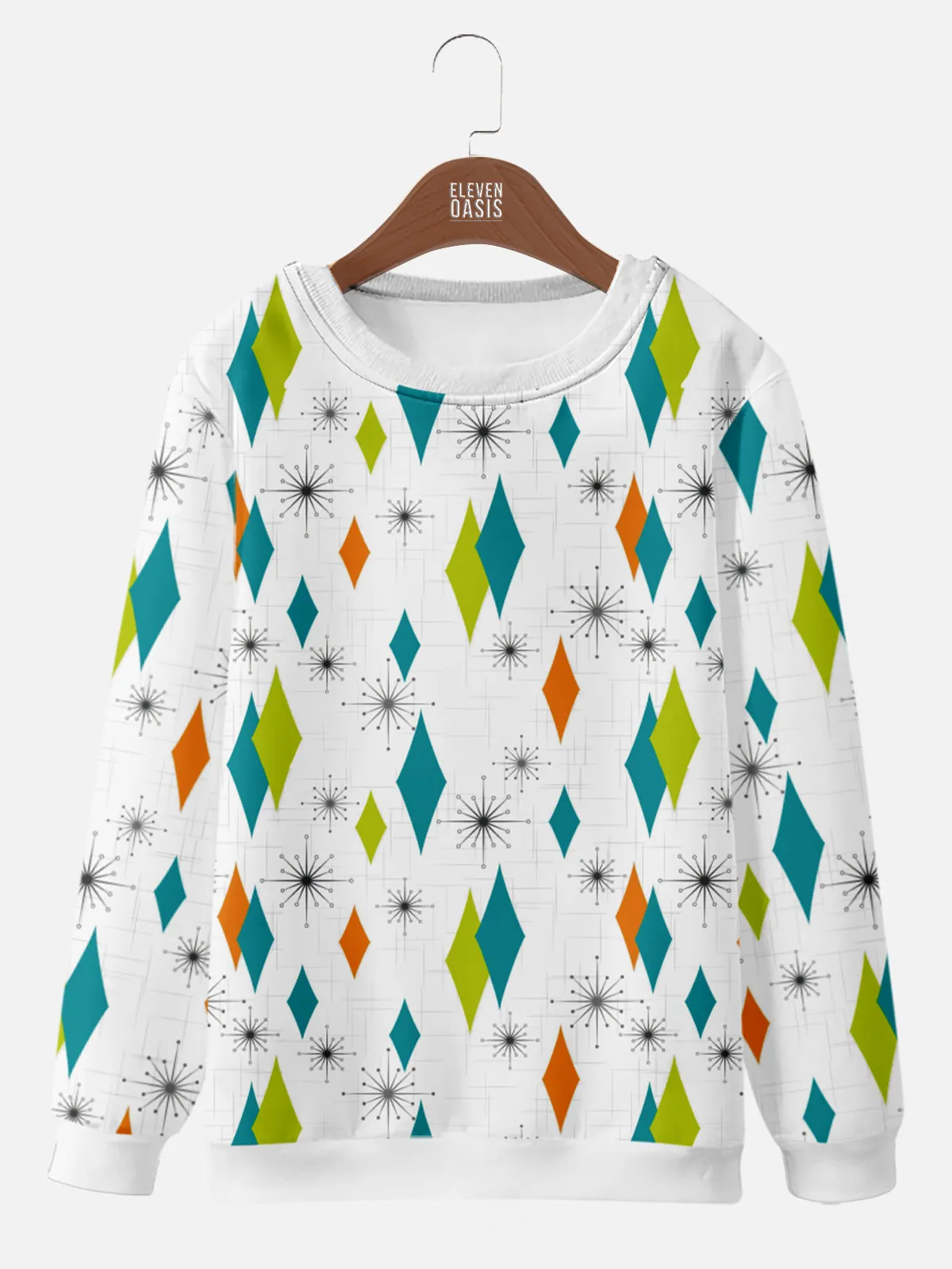 Retro Diamond Pattern Sweatshirt sold by Eleven Oasis