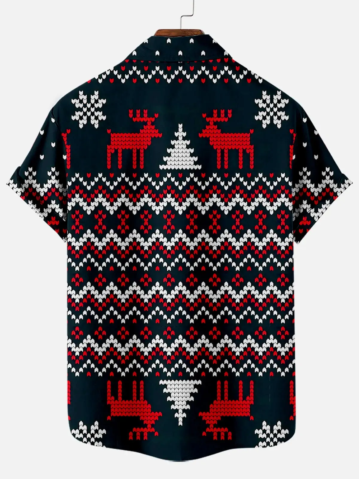 Men's Reindeer Knit-Inspired Holiday Short Sleeve Shirt sold by Eleven Oasis product image thumbnail 2