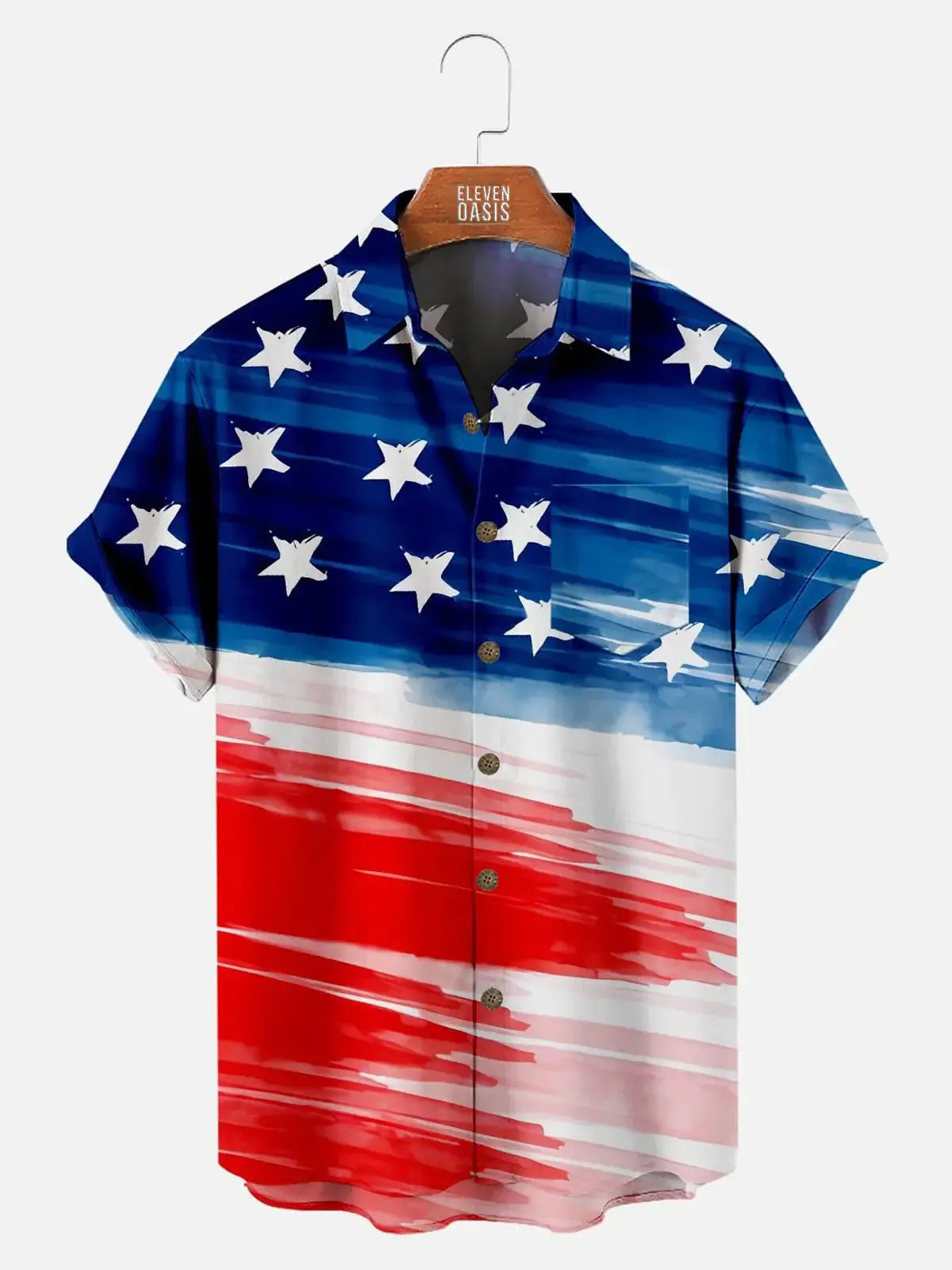 Tall Men's American Flag Independence Day Short Sleeve Shirt sold by Eleven Oasis product image thumbnail 3