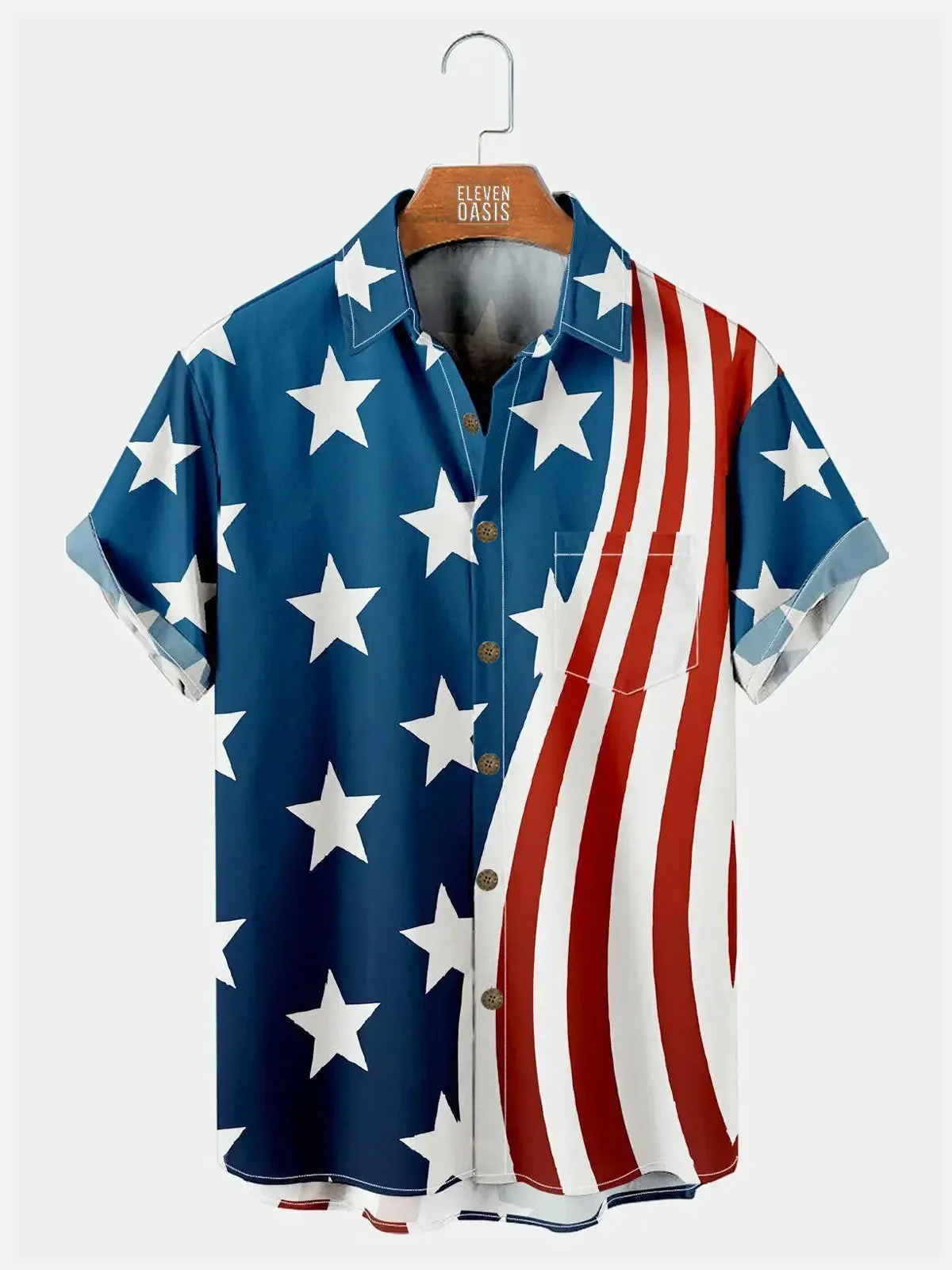 Tall Men's American Flag Independence Day Short Sleeve Shirt sold by Eleven Oasis product image thumbnail 5