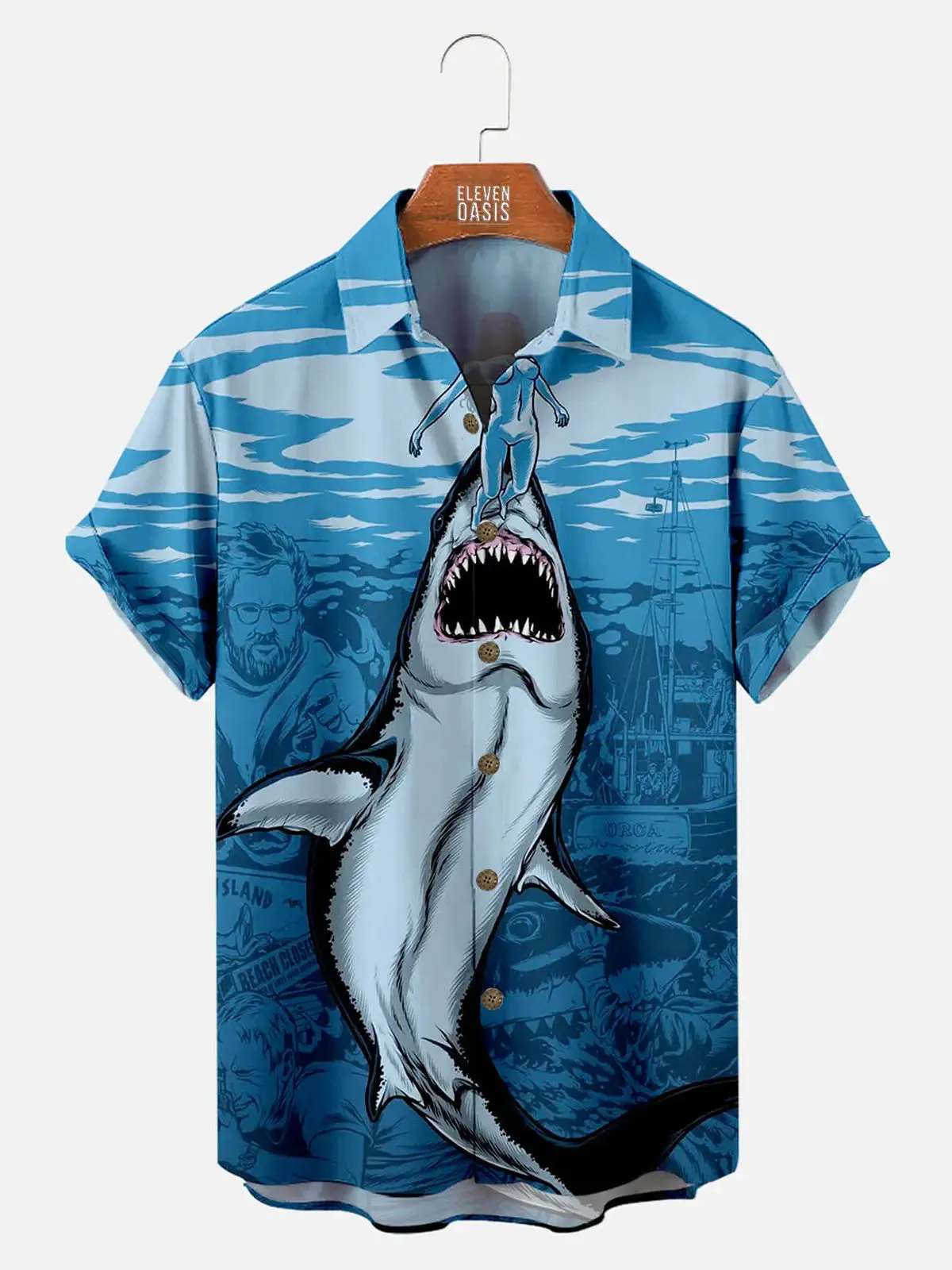 Tall Men's Shark Collection Short Sleeve Shirt sold by Eleven Oasis