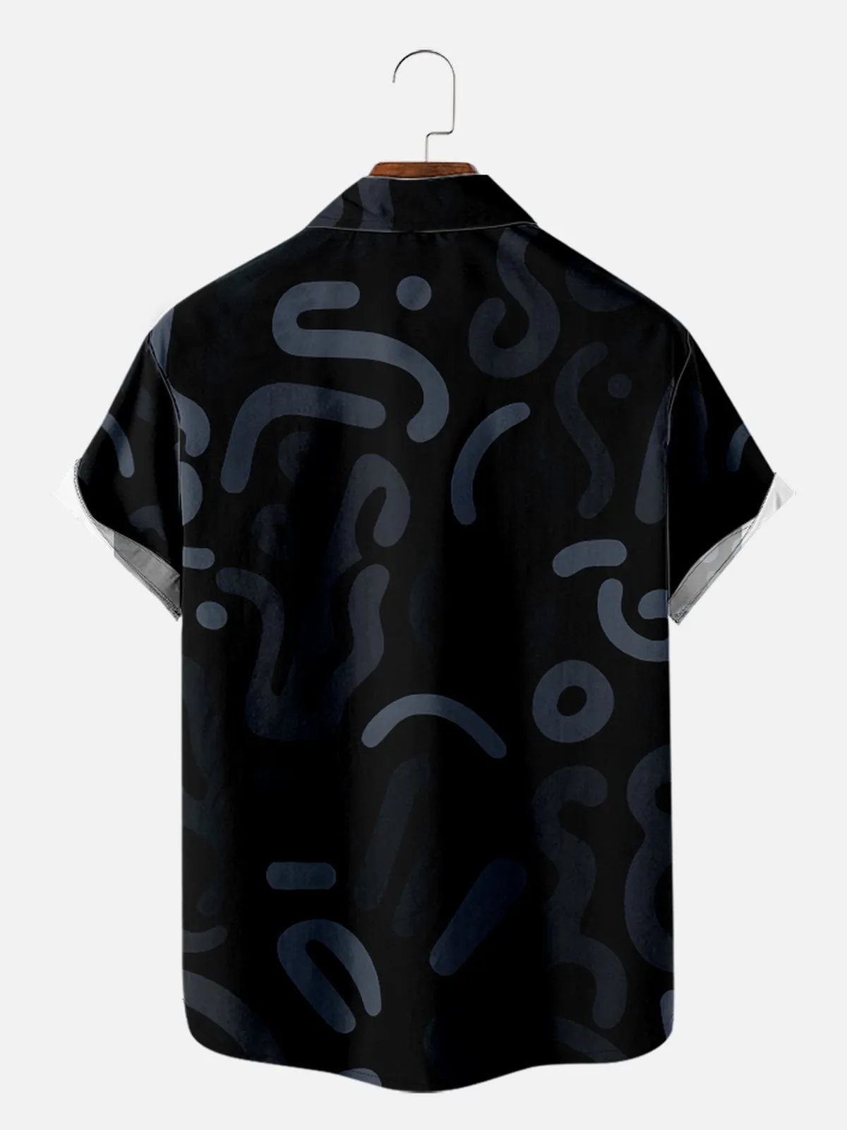 Men's Black Hand Drawn Line Art Pattern Short Sleeve Shirt sold by Eleven Oasis product image thumbnail 2