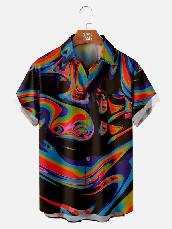 Men's Psychedelic Swirl Pattern Short Sleeve Shirt sold by Eleven Oasis