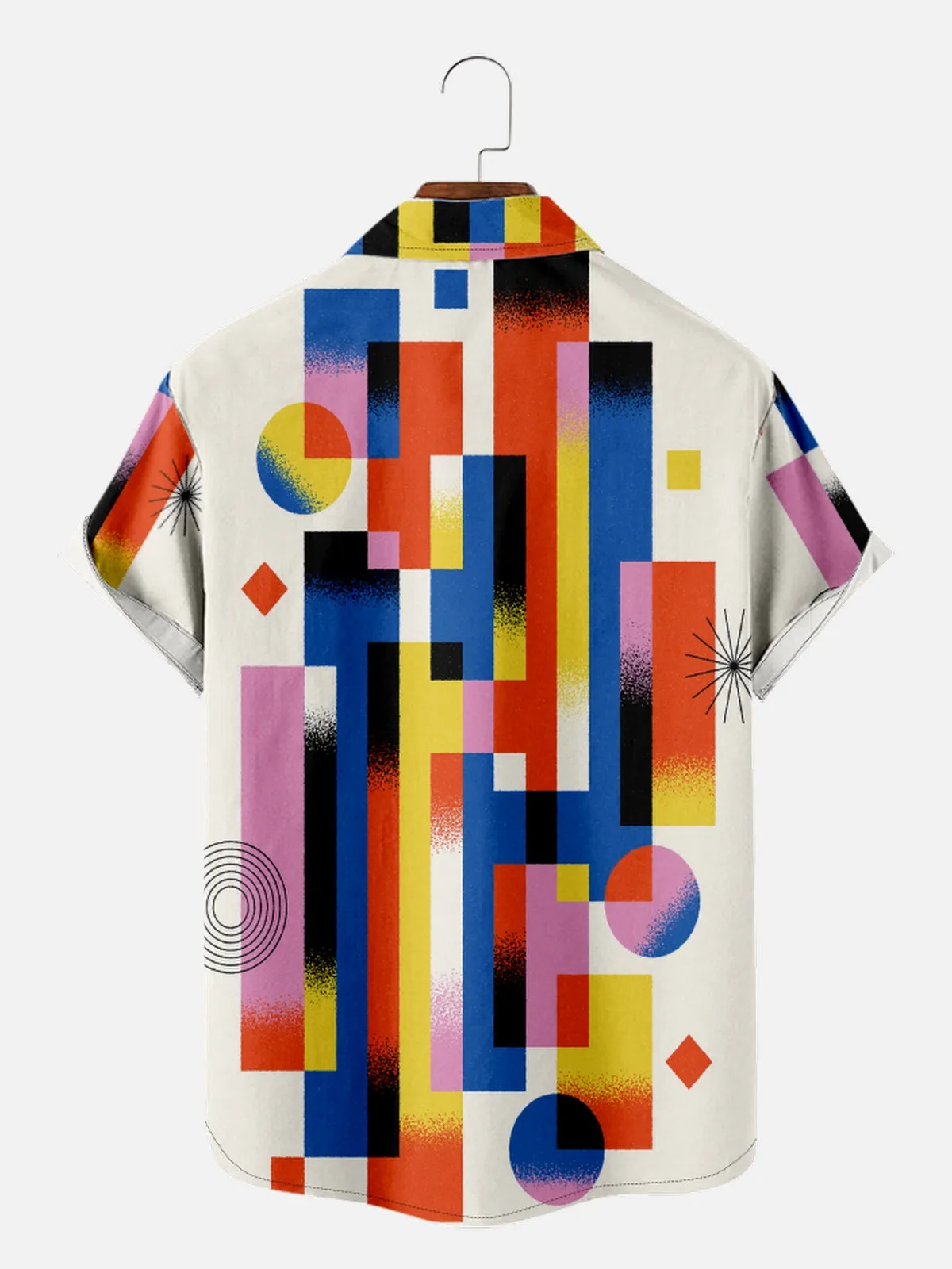Men's Retro Color Block Geometric Short Sleeve Shirt sold by Eleven Oasis product image thumbnail 2