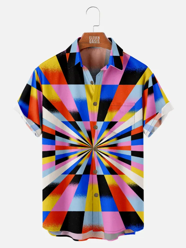 Men's Groovy Ray Pattern Short Sleeve Shirt sold by Eleven Oasis